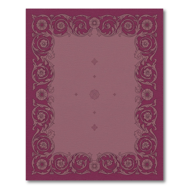 Ornate Amethyst Floral Scroll Border Rug