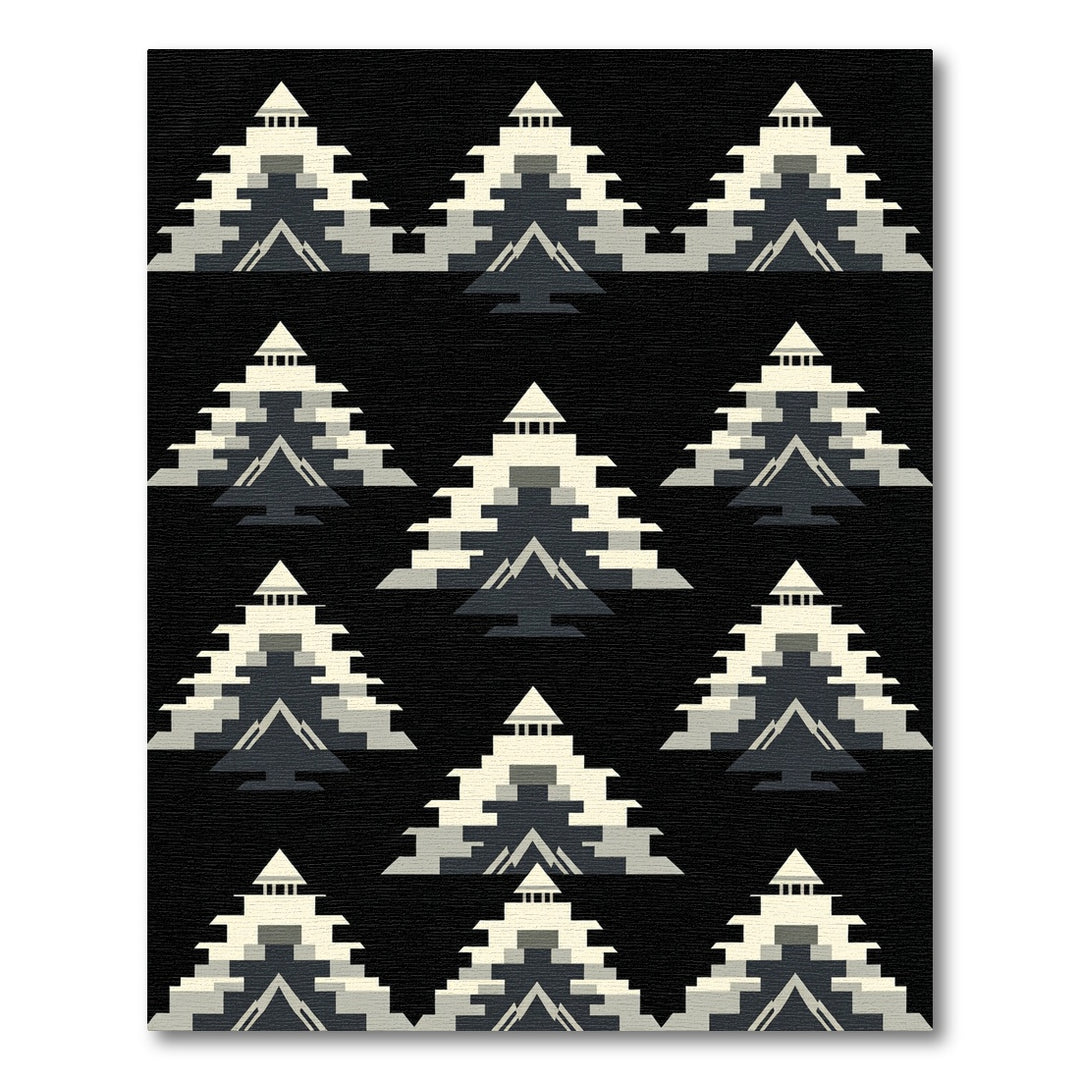 Monochrome Abstract Mountain Terraces Rug