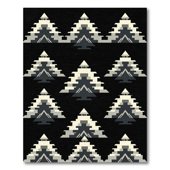 Monochrome Abstract Mountain Terraces Rug