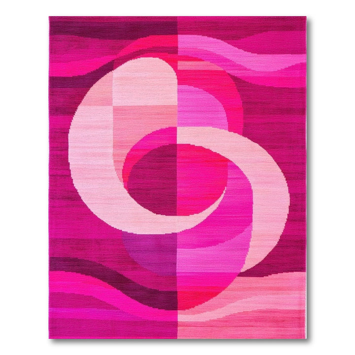 Pink Vibrant Pink Abstract Swirl Area Rug