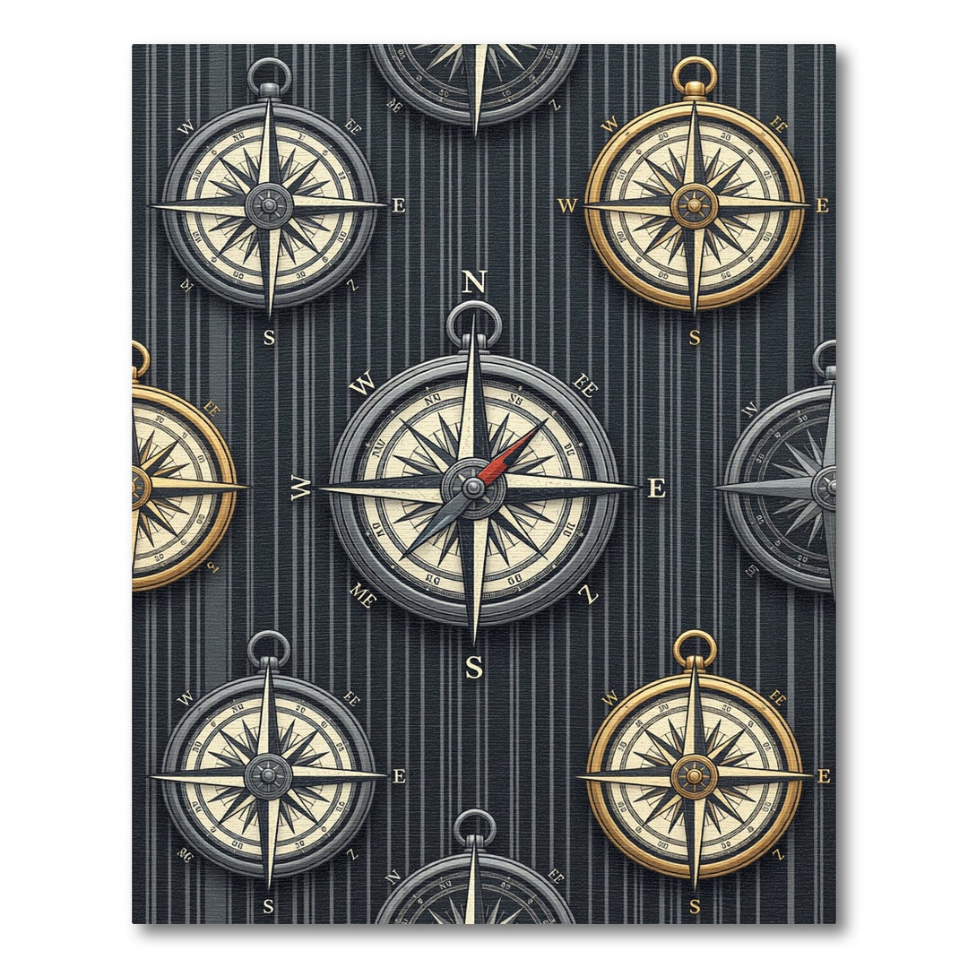 Vintage Compass Navigational Nautical Rug