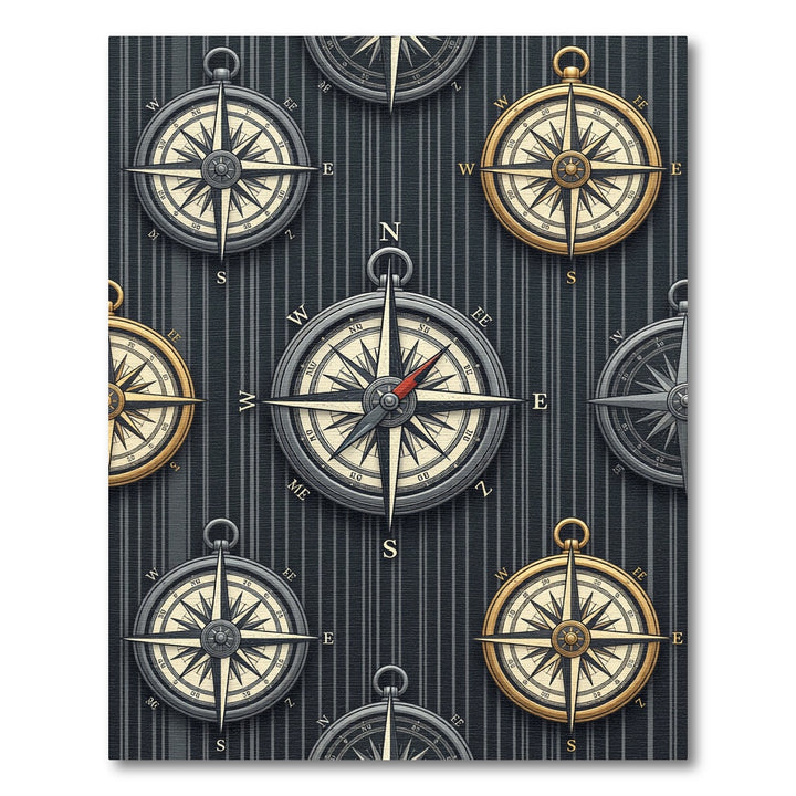 Vintage Compass Navigational Nautical Rug
