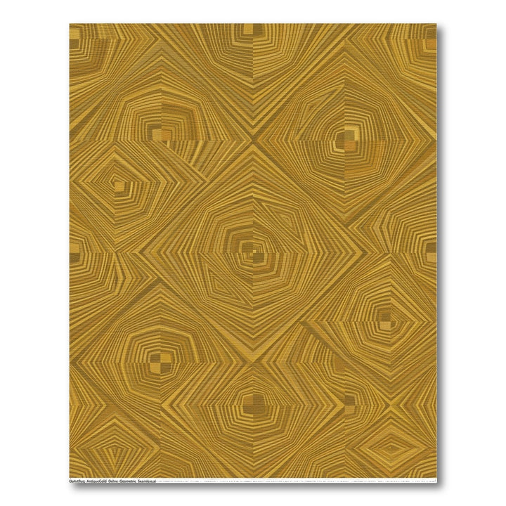 Antique Gold Geometric Rings Rug