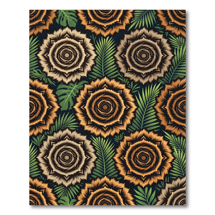 Tiger Stripe Floral Jungle Medallion Rug