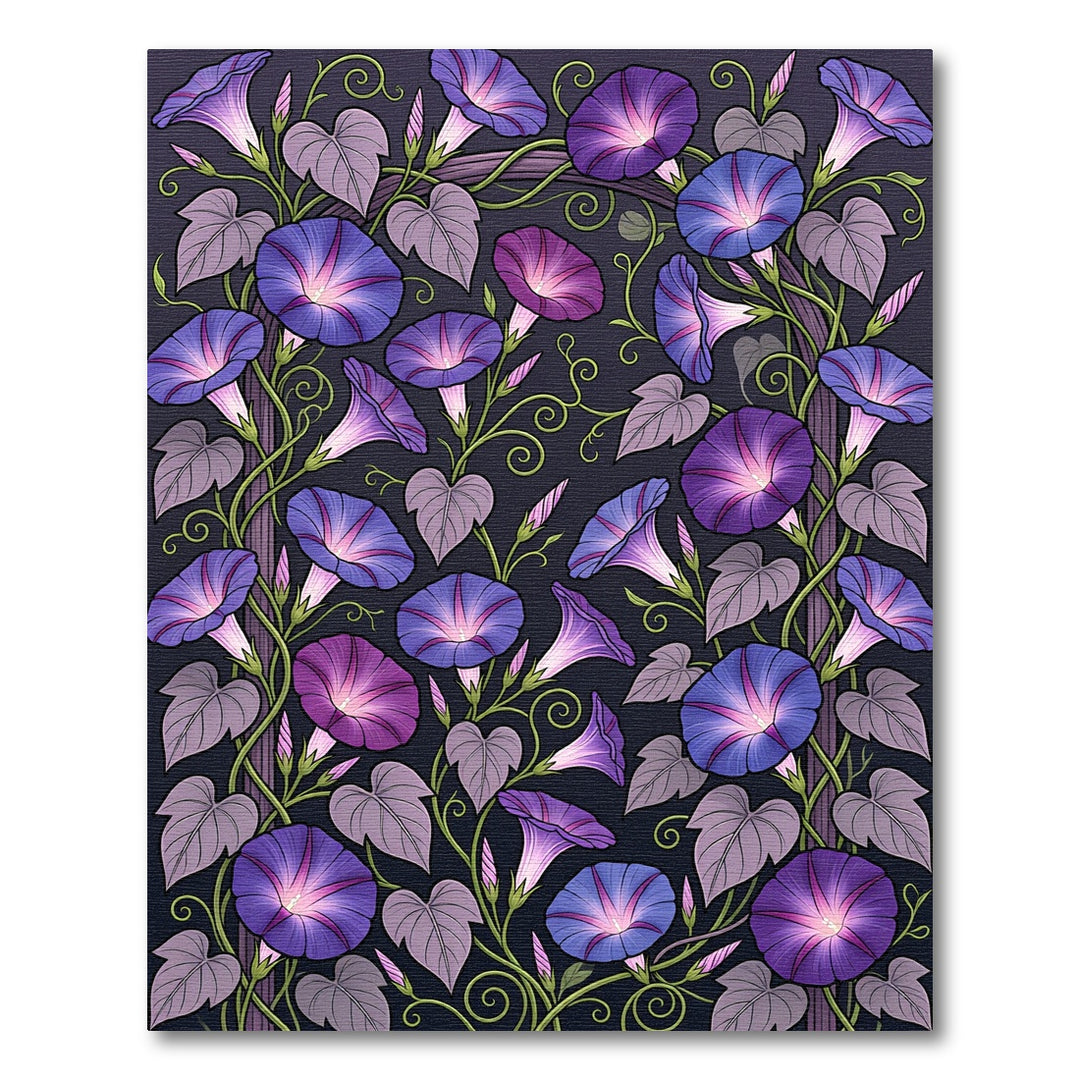 Enchanting Violet Morning Glory Garden Rug