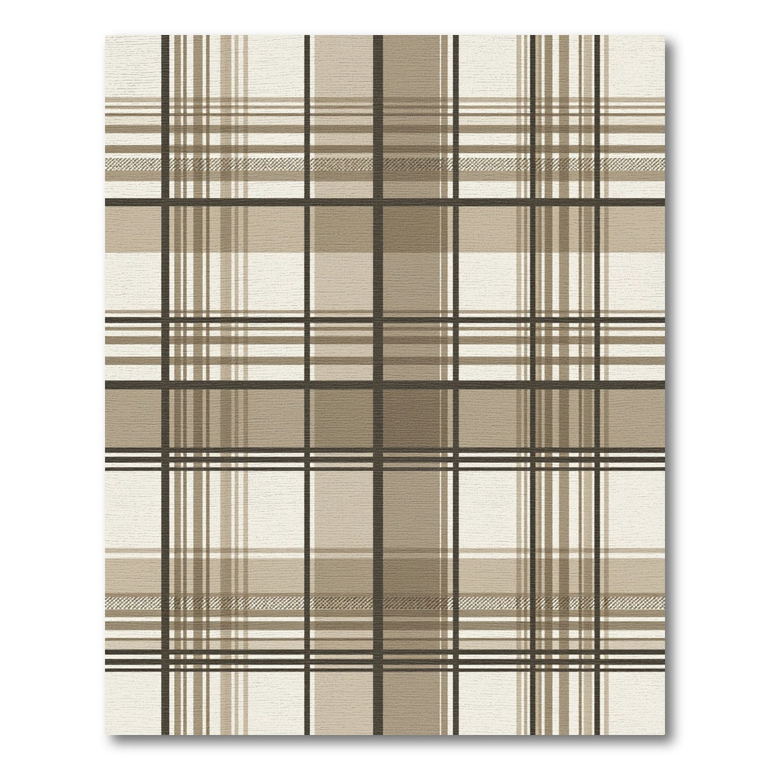Classic Tan Plaid Square Rug