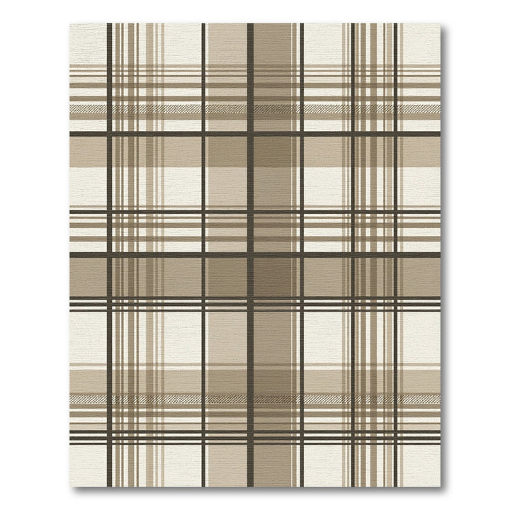 Classic Tan Plaid Square Rug