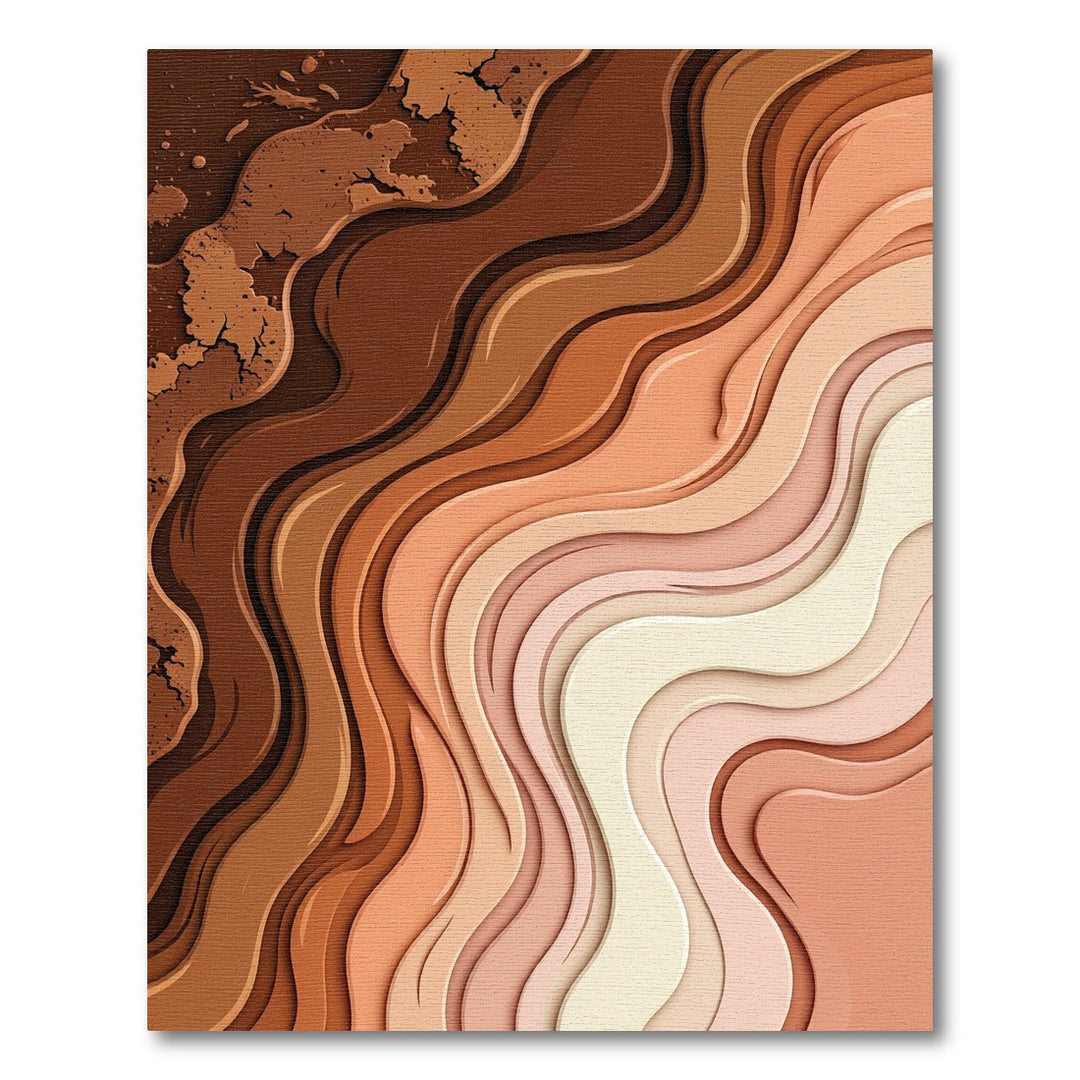 Earthy Tones Layered Wave Abstract Rug
