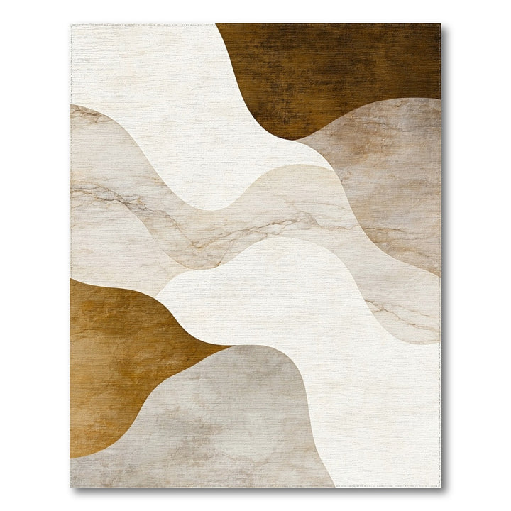 Beige Abstract Wave Area Rug