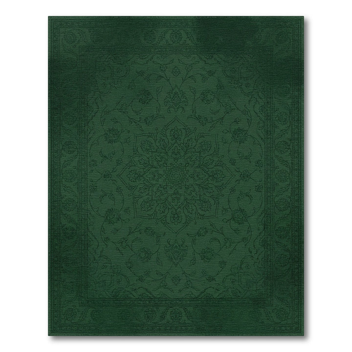 Deep Forest Green Floral Medallion Rug