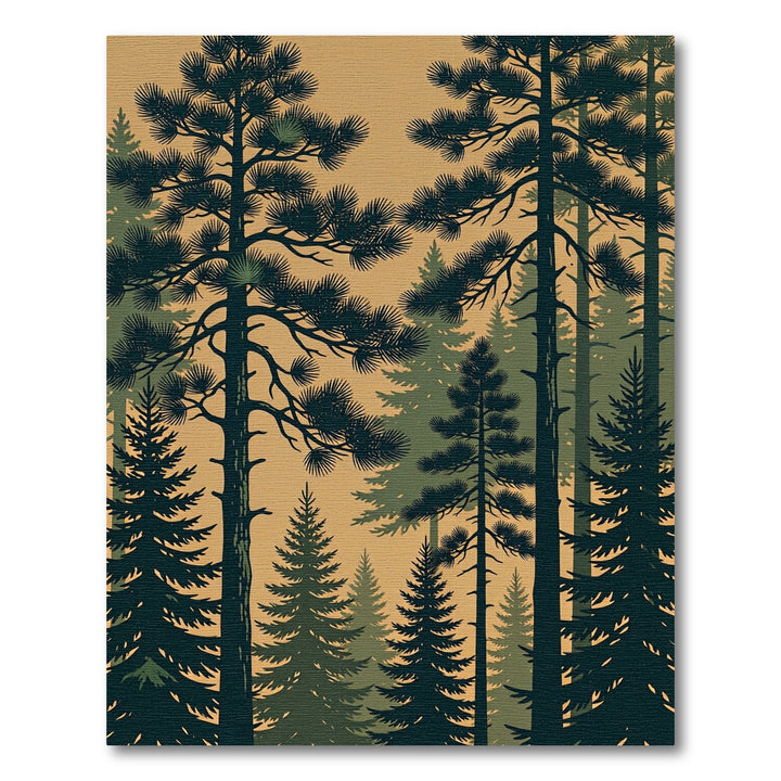 Dark Pine Forest Silhouette Rug
