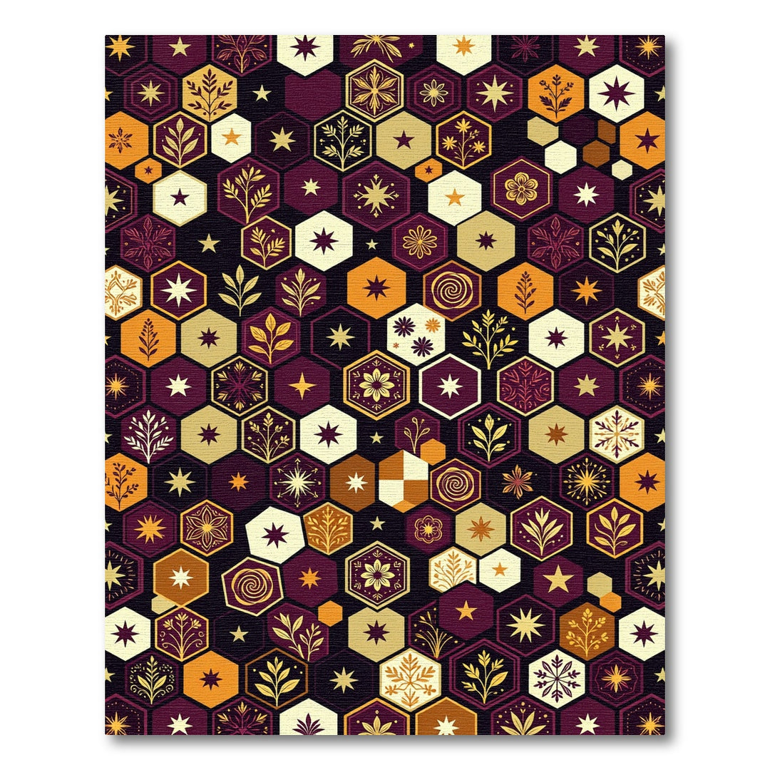 Artistic Hexagon Floral Ornament Rug