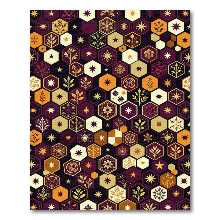 Artistic Hexagon Floral Ornament Rug