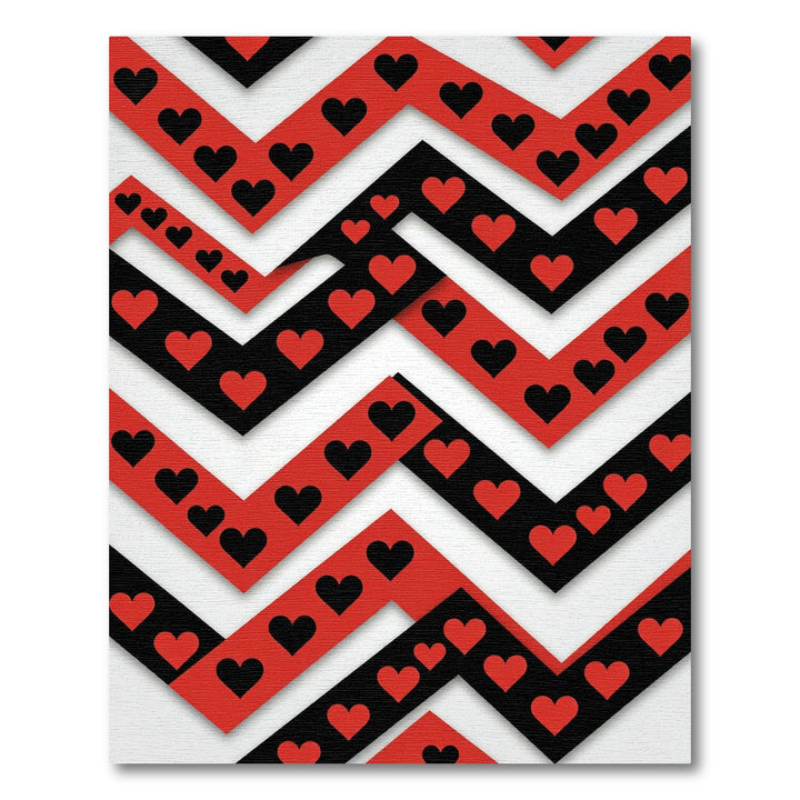 Bold Red Black Heart Chevron Rug