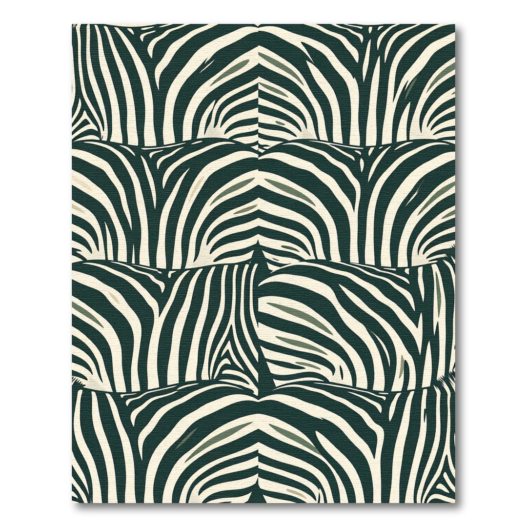 Dark Green Cream Zebra Stripe Rug
