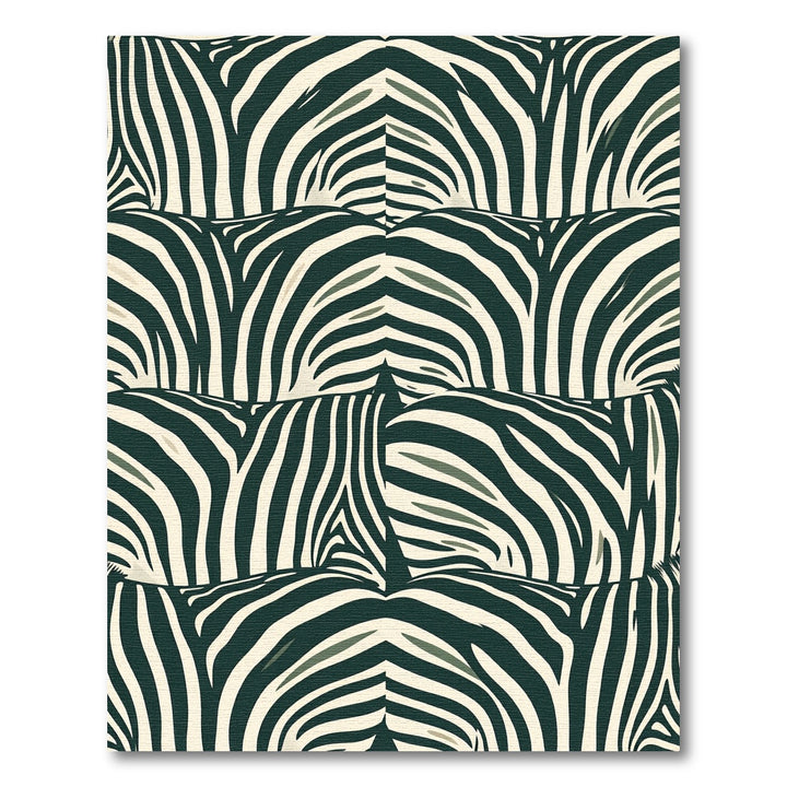 Dark Green Cream Zebra Stripe Rug