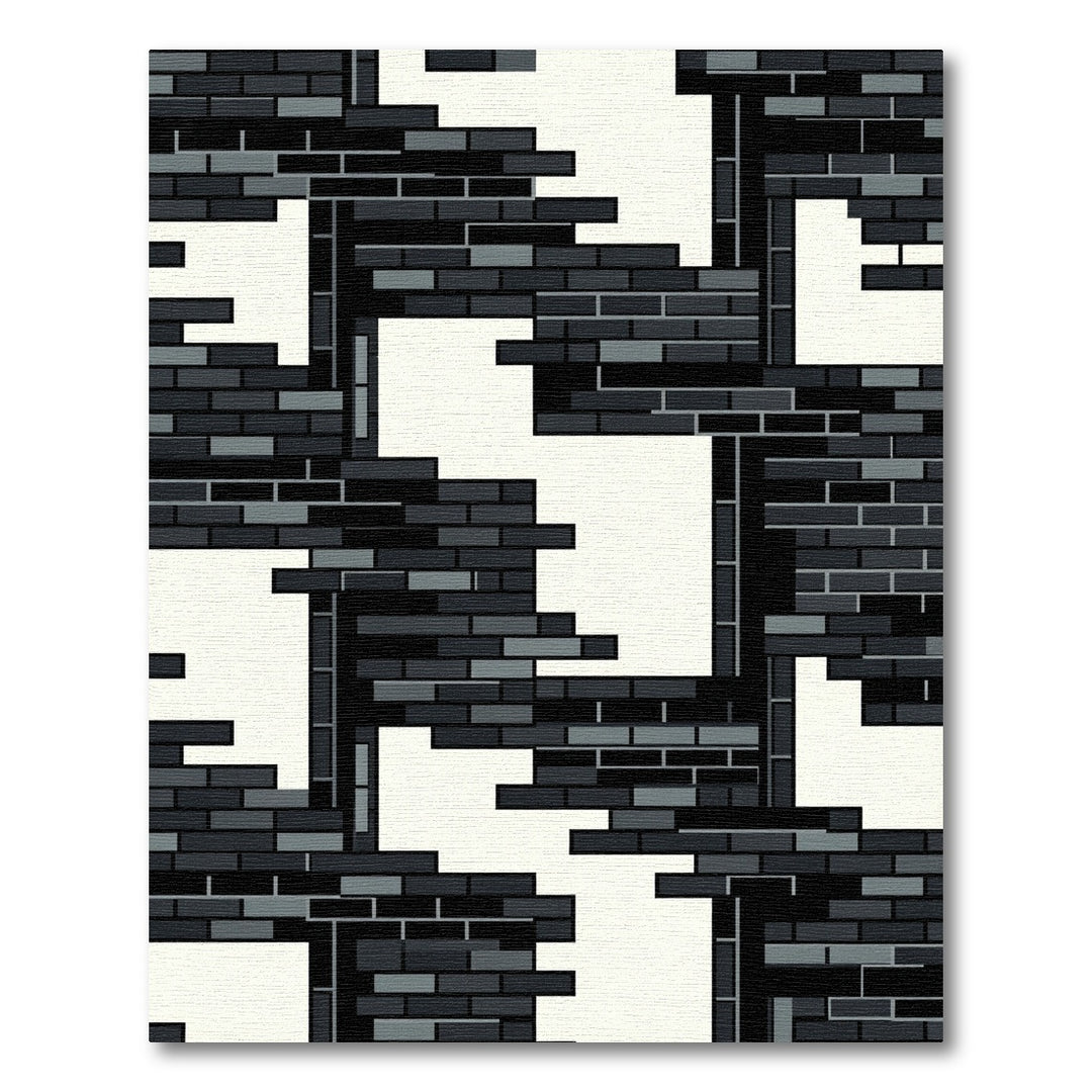 Monochrome Brick Assemblage Abstract Rug
