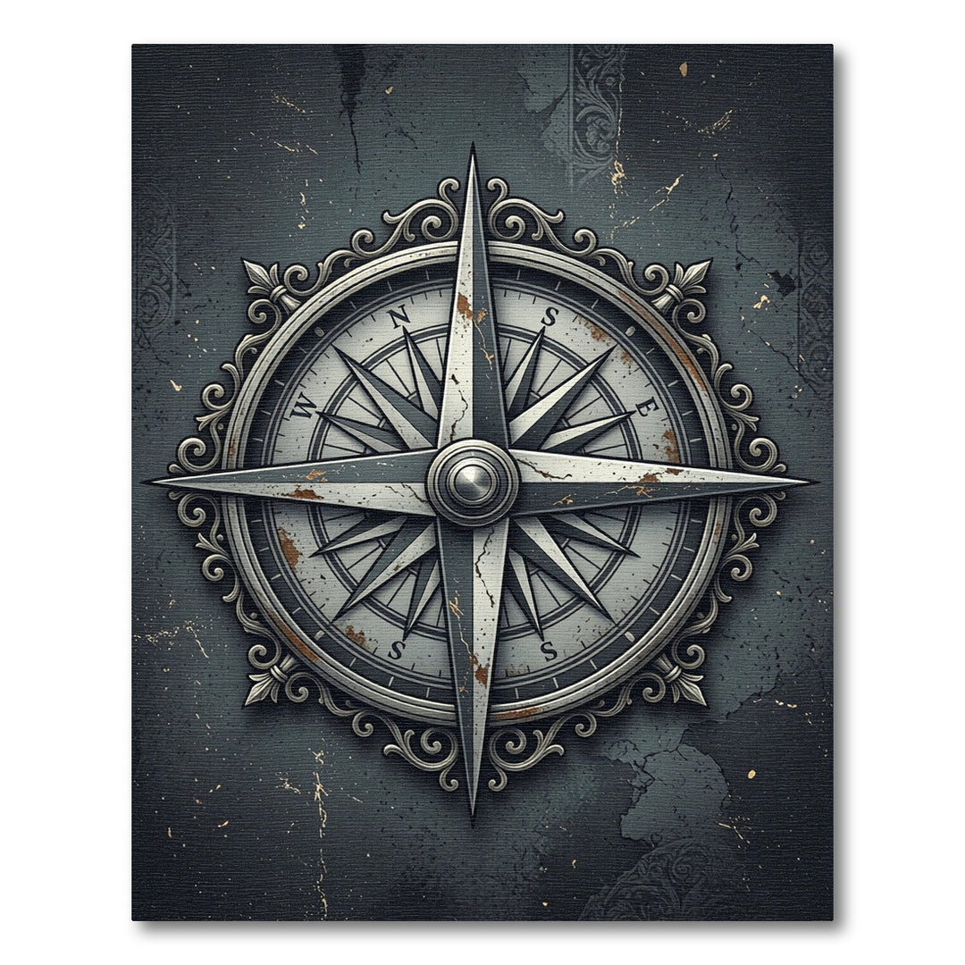 Vintage Compass Rose Ornate Rug