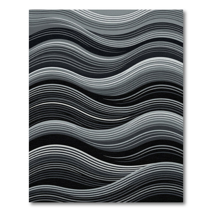 Abstract Gray Wave Lines Rug