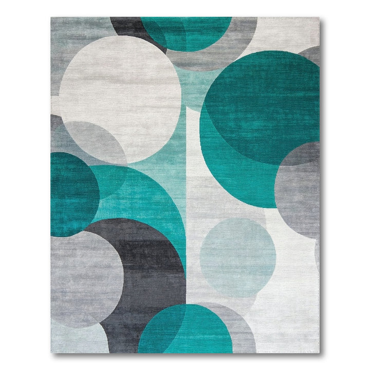 Modern Teal Overlapping Circles Area Rug