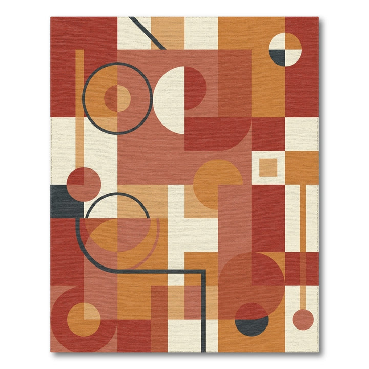Earthy Terracotta Geometric Abstract Rug