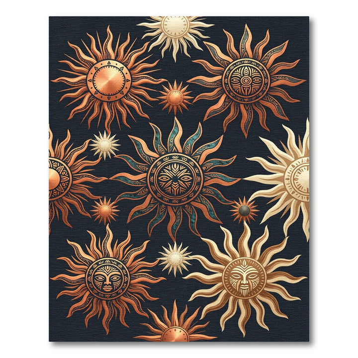 Tribal Sun Face Medallion Accents Rug