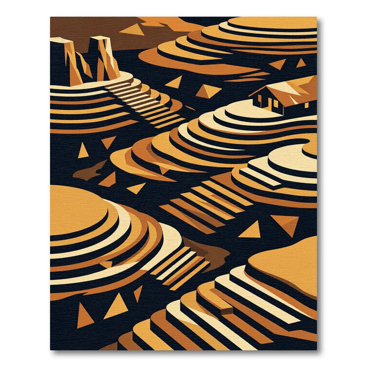 Terraced Landscape Golden Geometric Rug