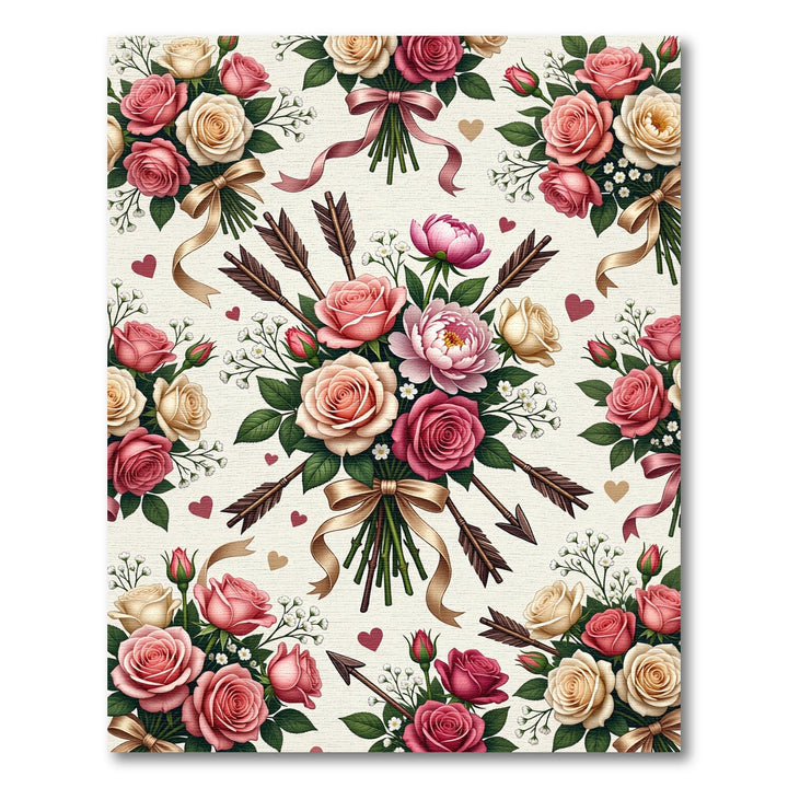 Romantic Floral Roses Arrows Rug