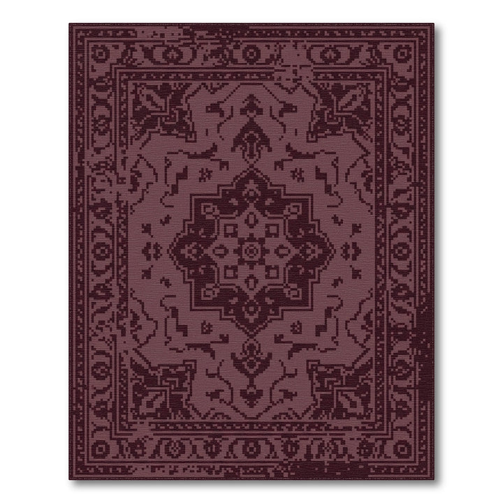 Deep Burgundy Medallion Border Rug