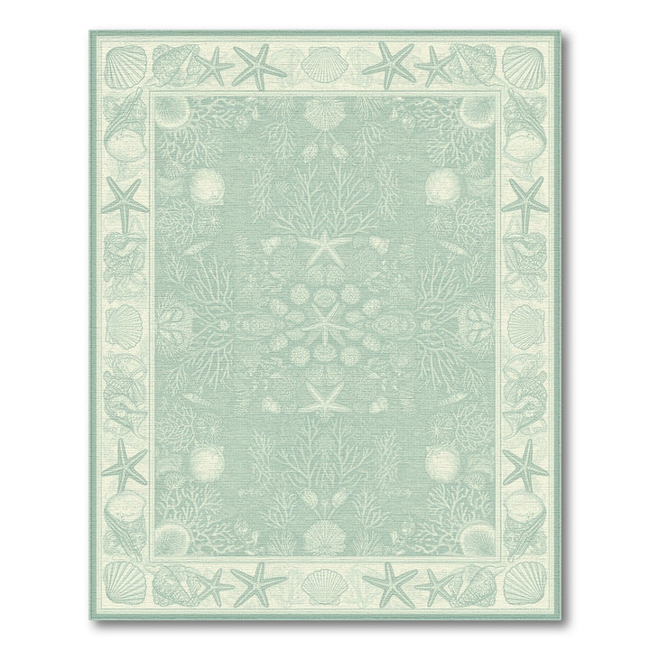 Teal Coastal Starfish Seashell Washable Area Rug