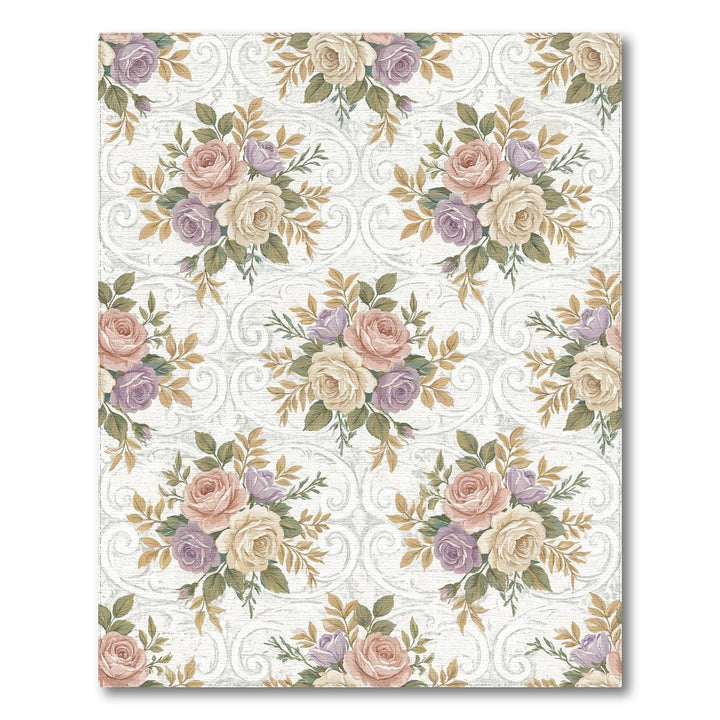 Vintage Rose Garden Scroll Work Rug