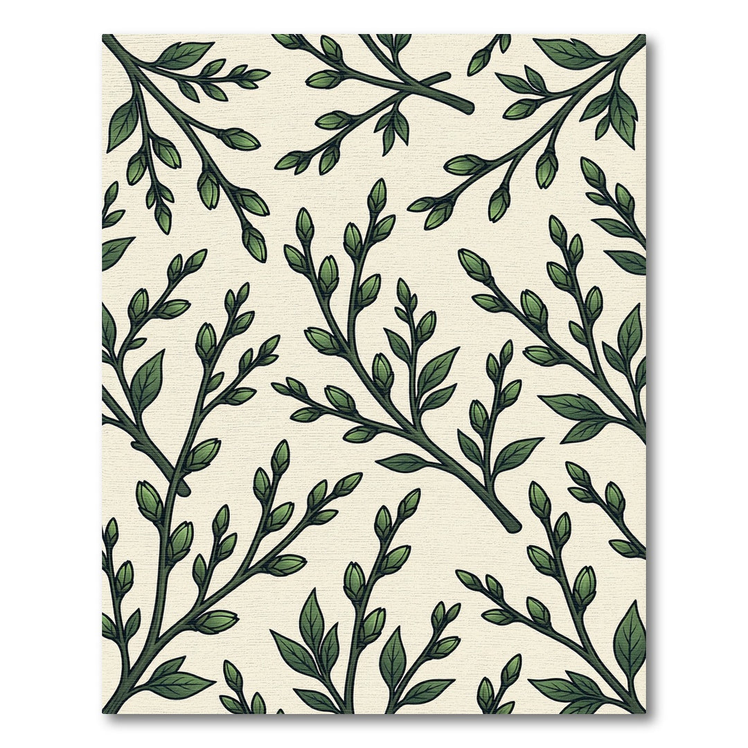 Green Branch Buds Botanical Rug