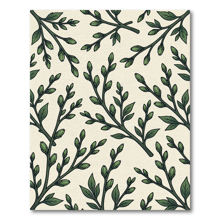 Green Branch Buds Botanical Rug