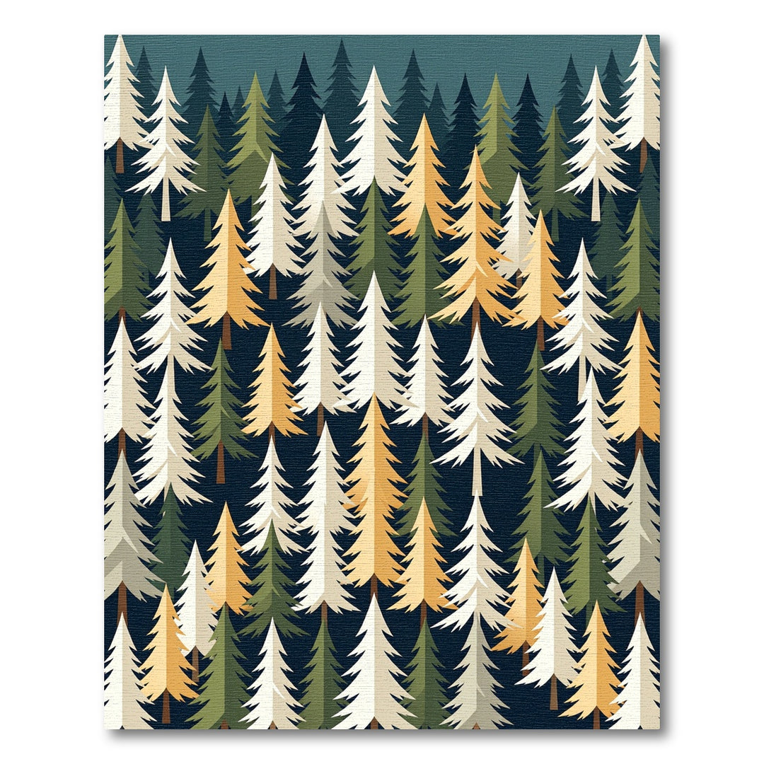Forest Pine Trees Geometric Rug