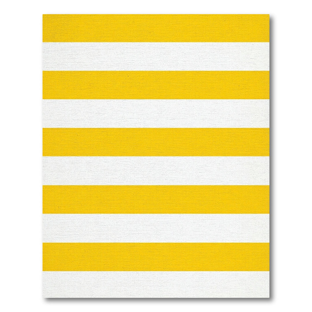 Bold Yellow White Horizontal Stripe Rug