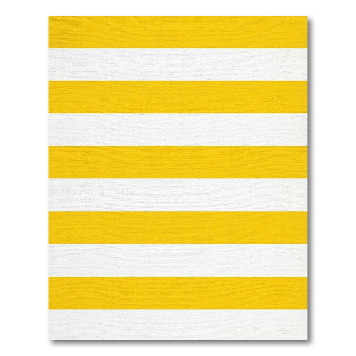 Bold Yellow White Horizontal Stripe Rug