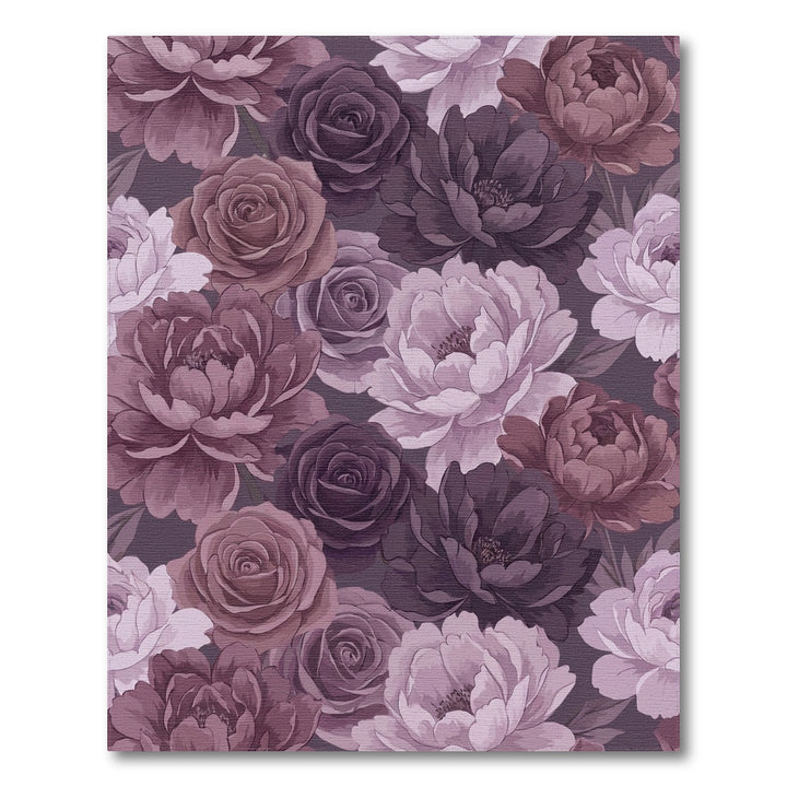 Romantic Plum And Mauve Peony Rose Garden Rug