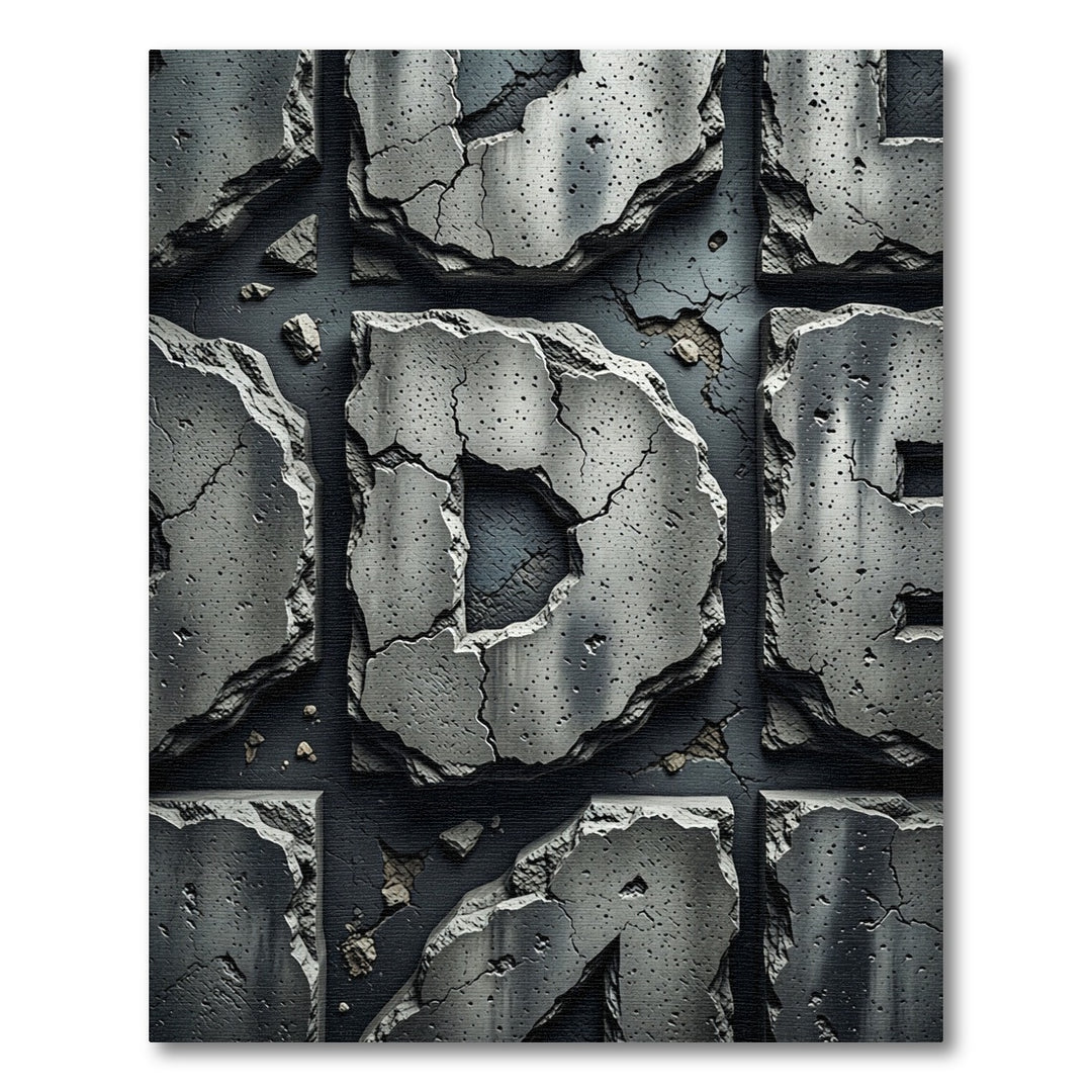 Cracked Concrete Abstract Geometric Rug