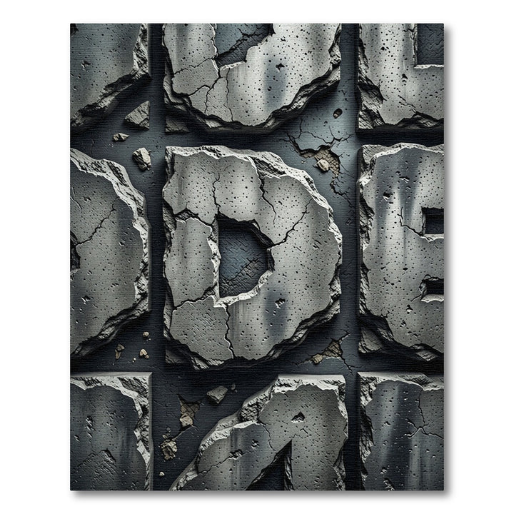 Cracked Concrete Abstract Geometric Rug