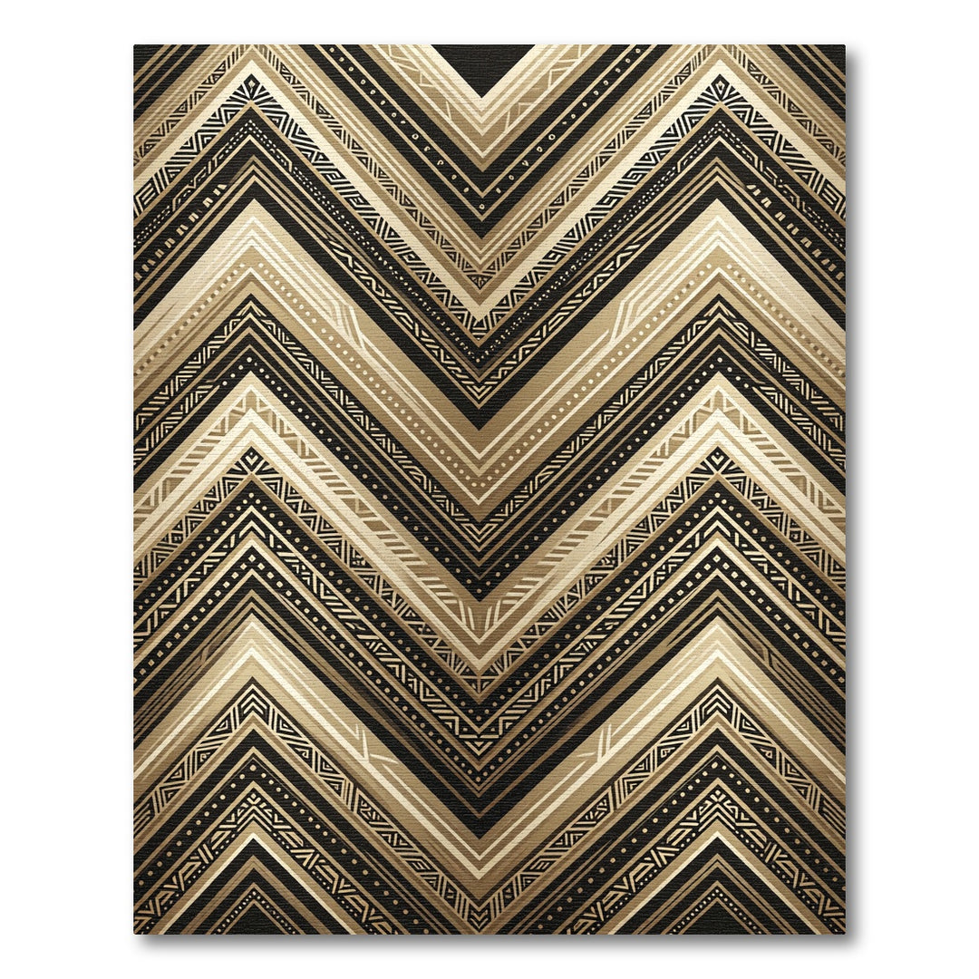 Geometric Tribal Chevron With Gold Accents Rug