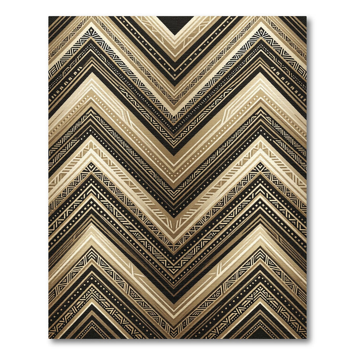 Geometric Tribal Chevron With Gold Accents Rug