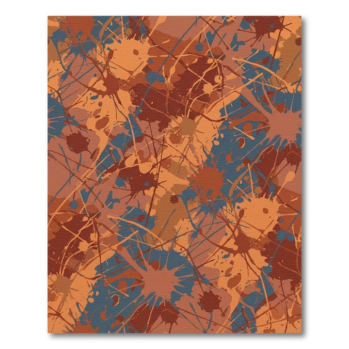Rustic Orange Blue Splatter Splash Rug