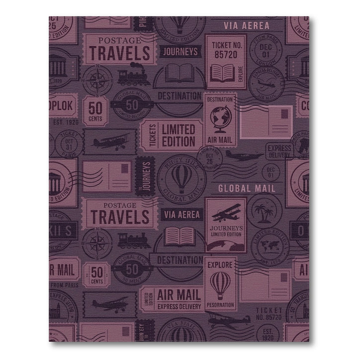 Vintage Travel Postmark Collage Rug
