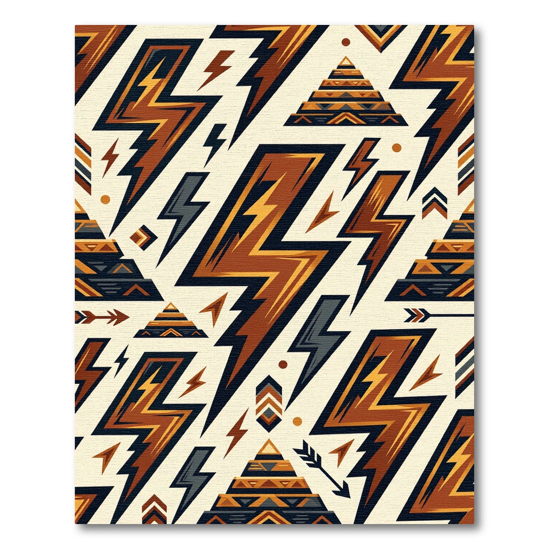 Thunderbolt And Pyramid Geometric Rug