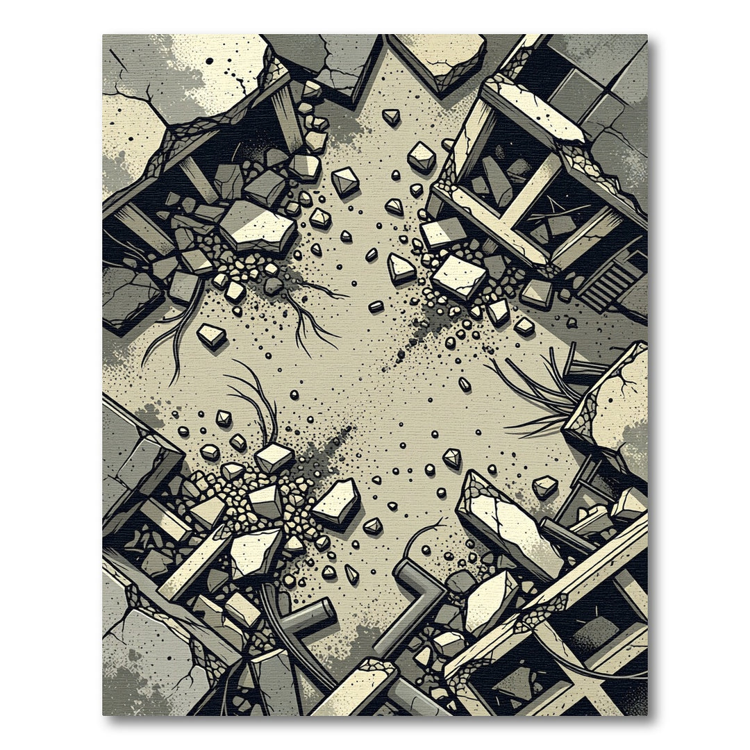 Destroyed Concrete Urban Rubble Rug