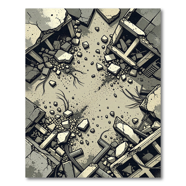 Destroyed Concrete Urban Rubble Rug