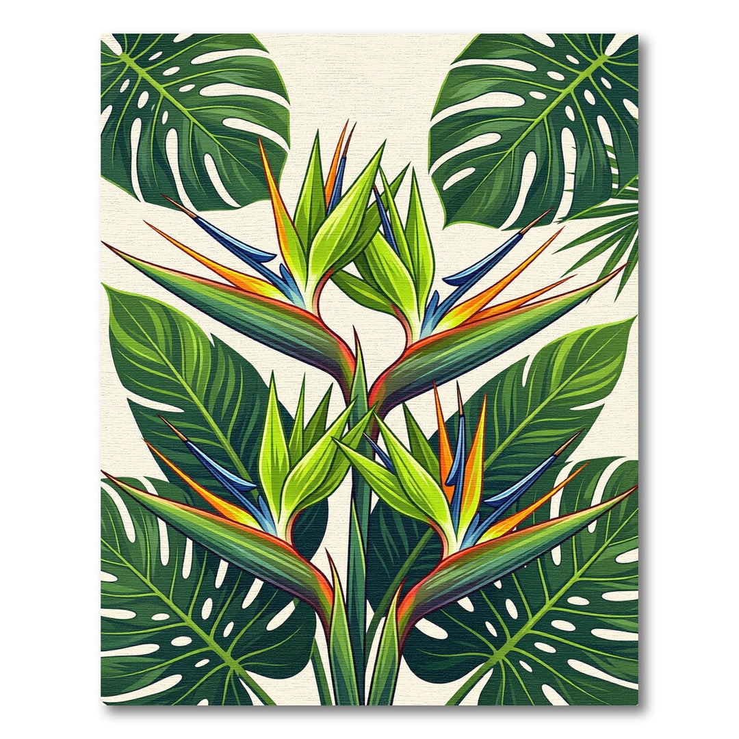 Tropical Bird of Paradise Green Foliage Rug