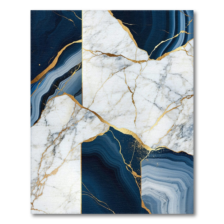 Navy Marble Gold Vein Area Rug