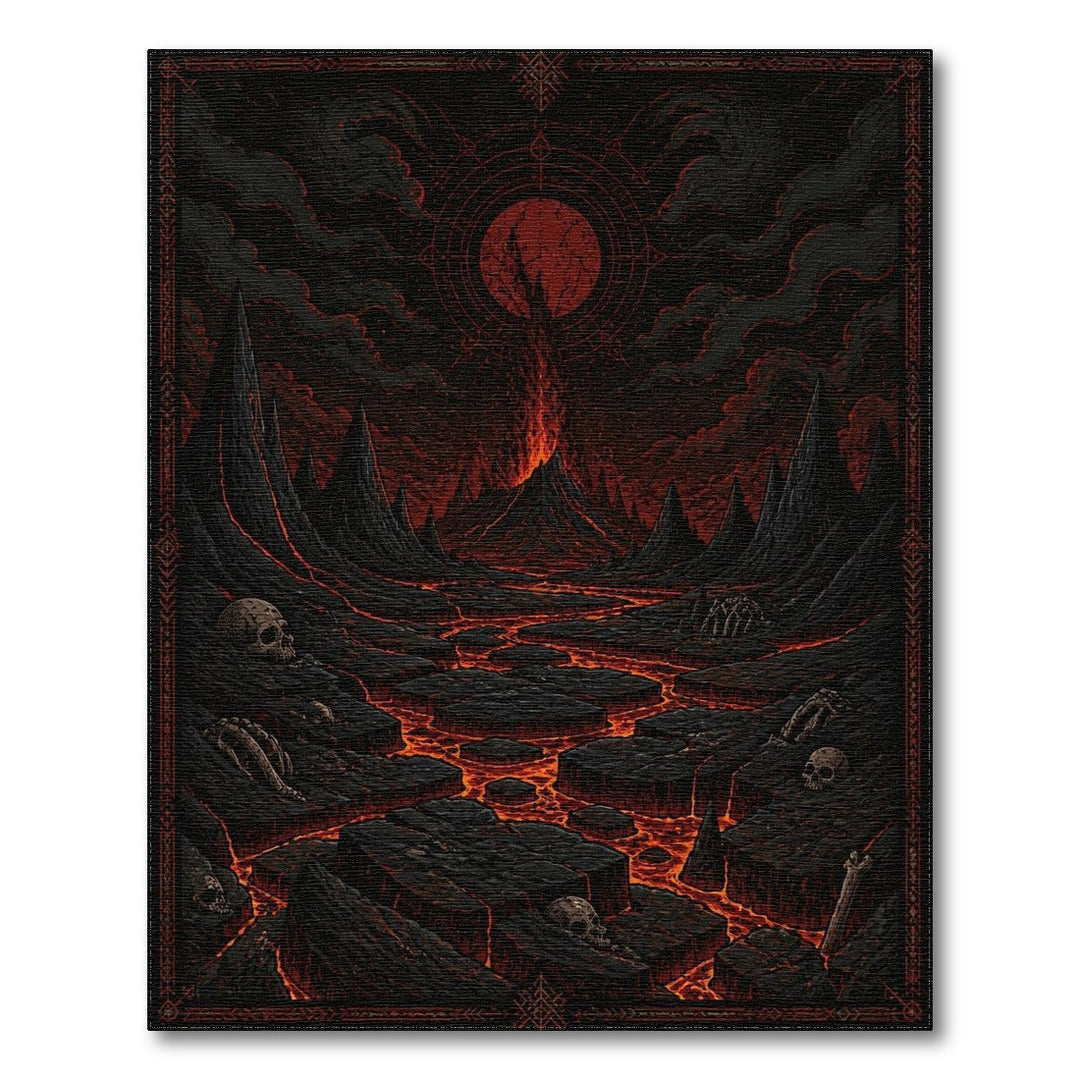 Lava Skull Inferno Red Area Rug