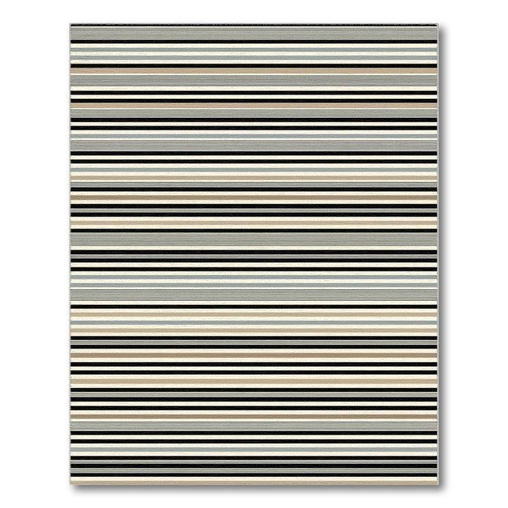 Black White Striped Geometric Area Rug
